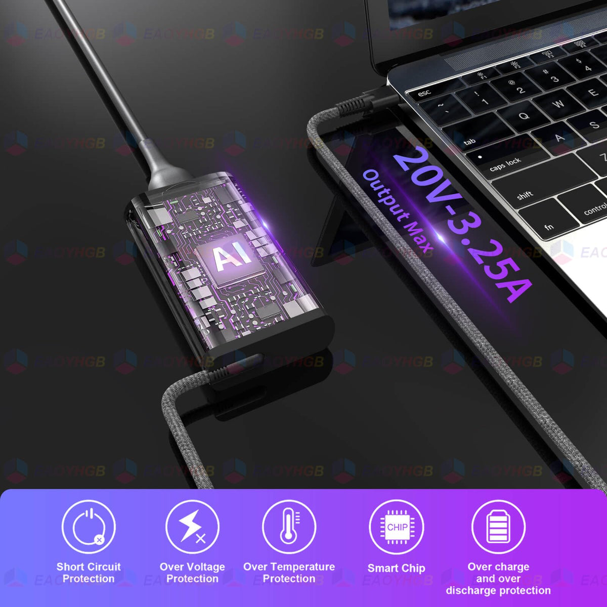 EAOYHGB ProBook X360 USB-C charger compatible with multiple business laptops.