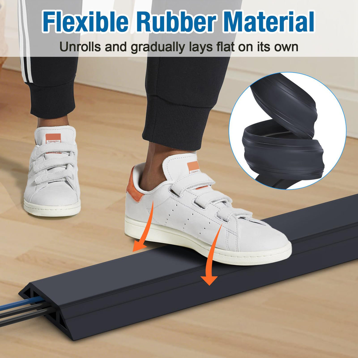 Eapele cable protector wide channel supports multiple cords in an office
