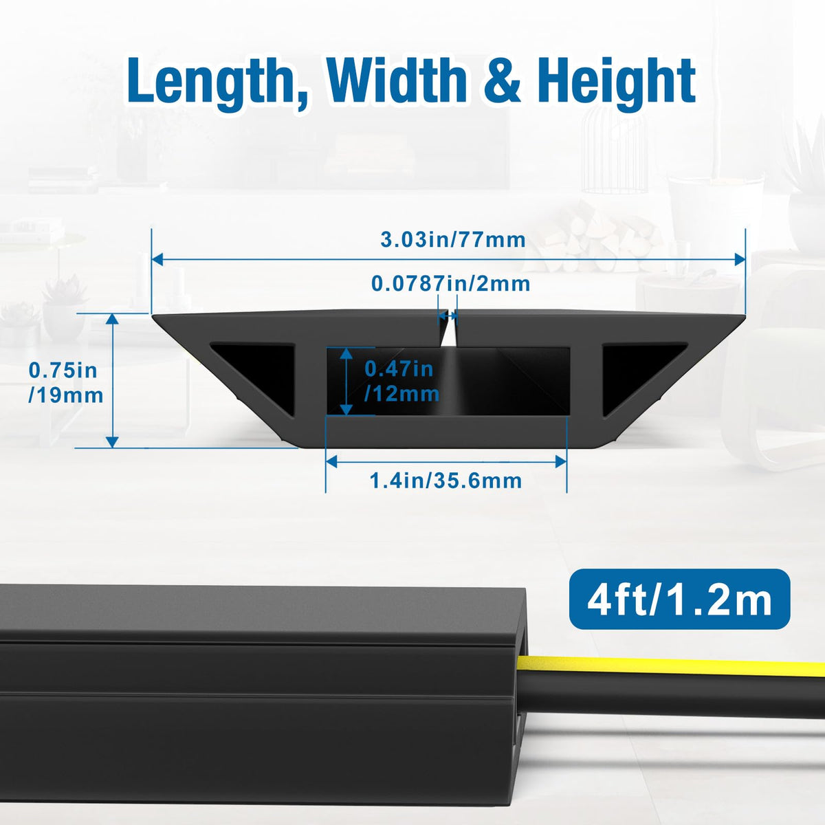 Eapele heavy-duty cable protector endures high-traffic areas while shielding cables.