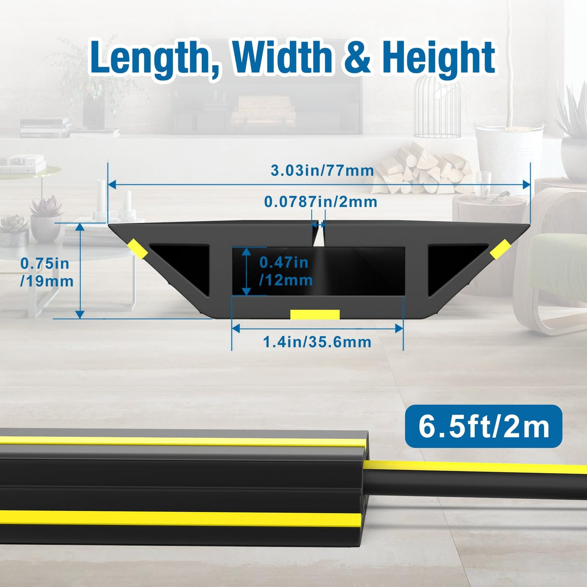 Eapele top closeup highlighting yellow warning stripe for visibility