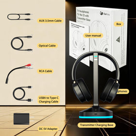 Earbay headphones connected to TV via optical for high-quality sound