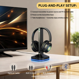 Earbay headphones resting on a cozy sofa during TV viewing