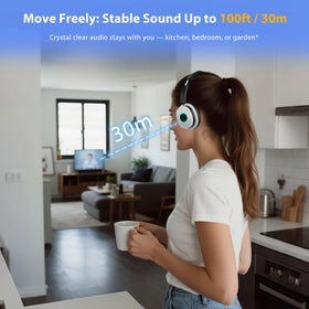 Earbay side profile worn by senior demonstrating comfortable fit and clear audio