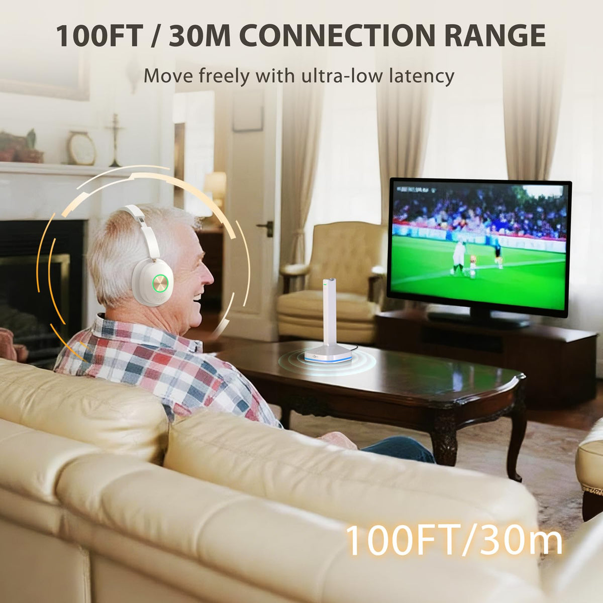Earbay transmitter integrated with TV setup for seamless wireless audio