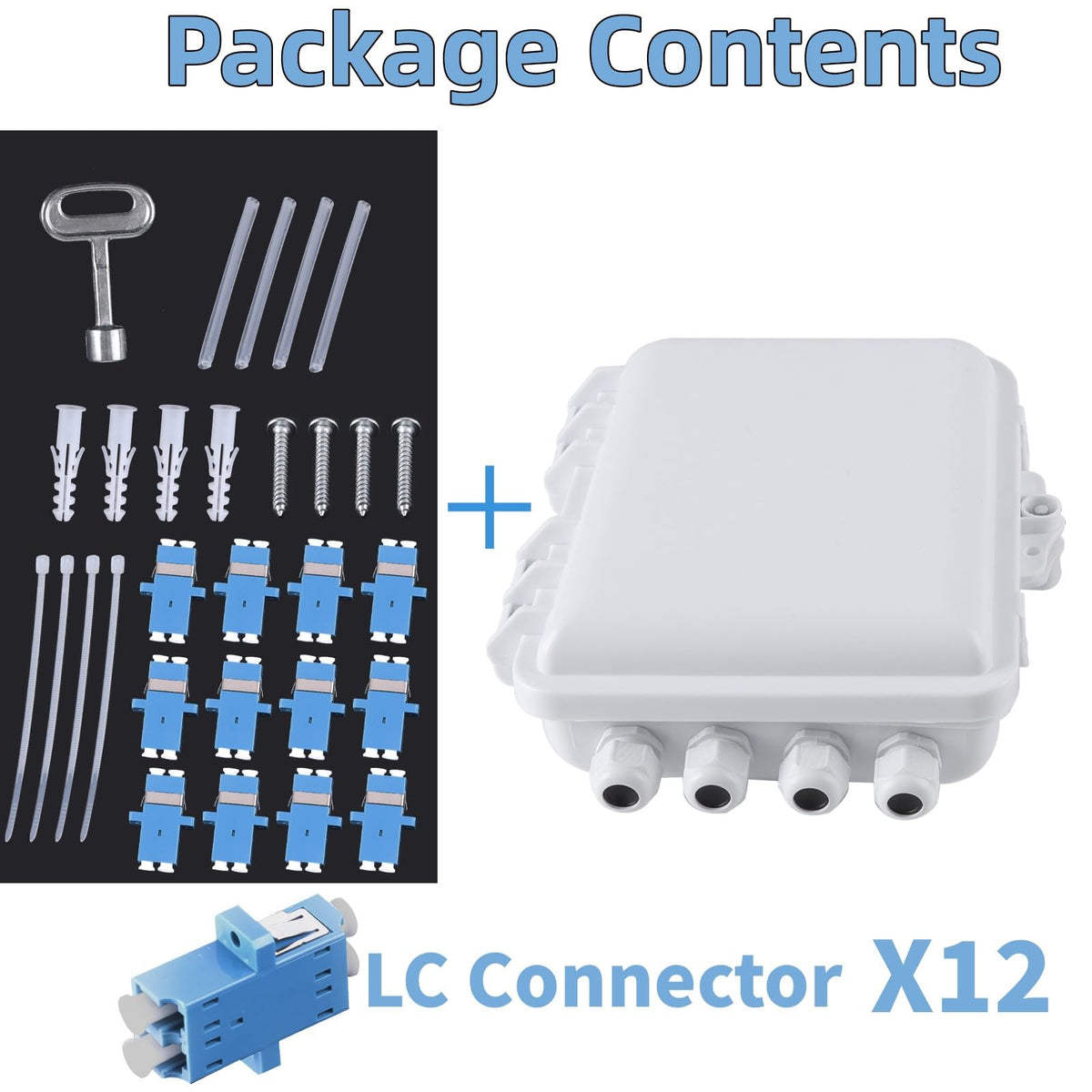 Eardion 12x LC plugs included for quick fiber terminations
