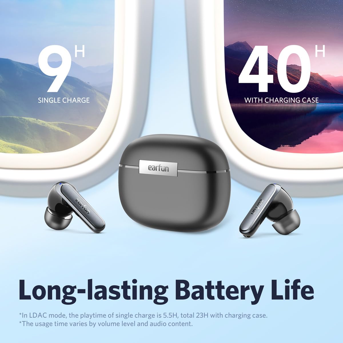 Close-up of EarFun Air 2 touch control area for customizable playback and calls