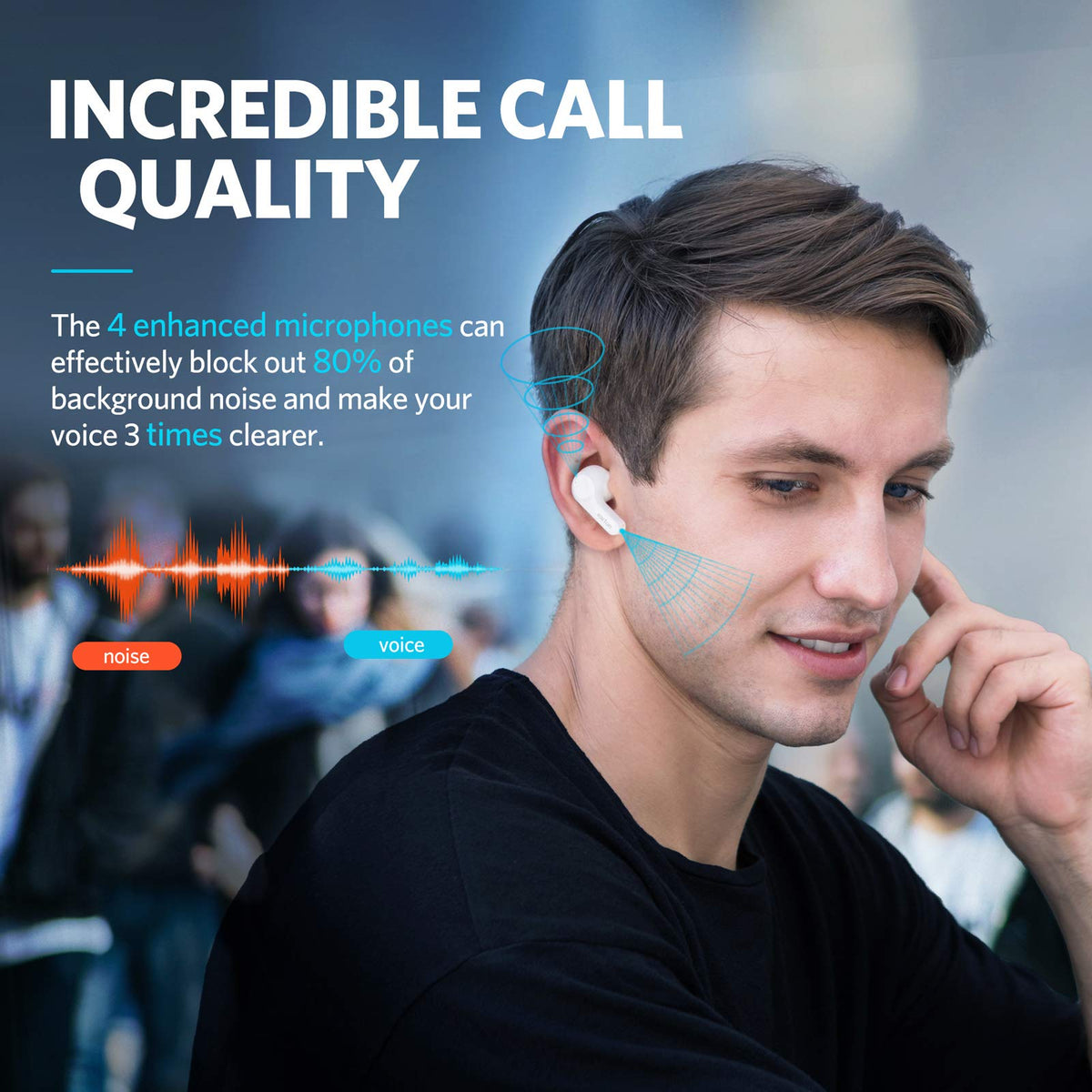 EarFun Air charging case open revealing earbuds and 35-hour battery convenience