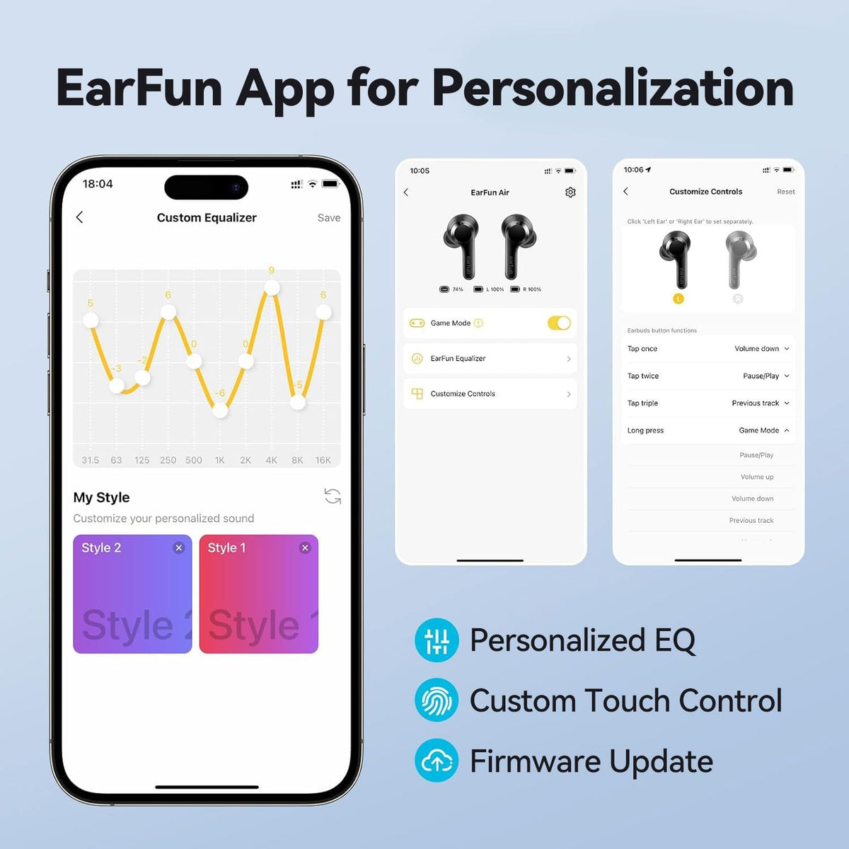 Person wearing EarFun Air during workout for secure comfortable fit