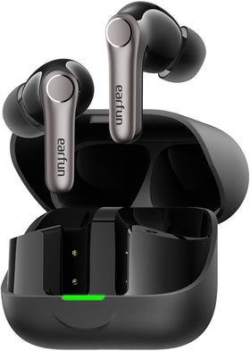 EarFun Air Pro 4+ case and earbuds for on the go charging convenience.