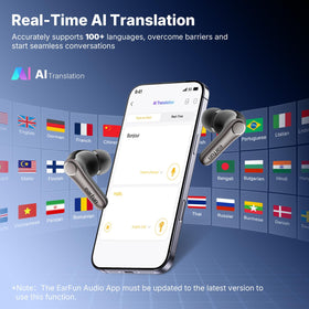 Real time translation mode on EarFun Air Pro 4+ enables multilingual conversations.