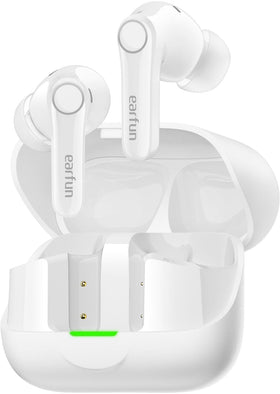 EarFun Air Pro 4+ charging case closed, portable power for on-the-go charging.