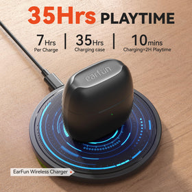 EarFun USB-C port detail indicating fast wired recharging option