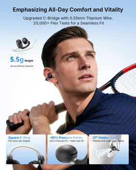 EarFun Clip 2 secure-clip-bridge demonstrated for a secure fit without ear canal intrusion.