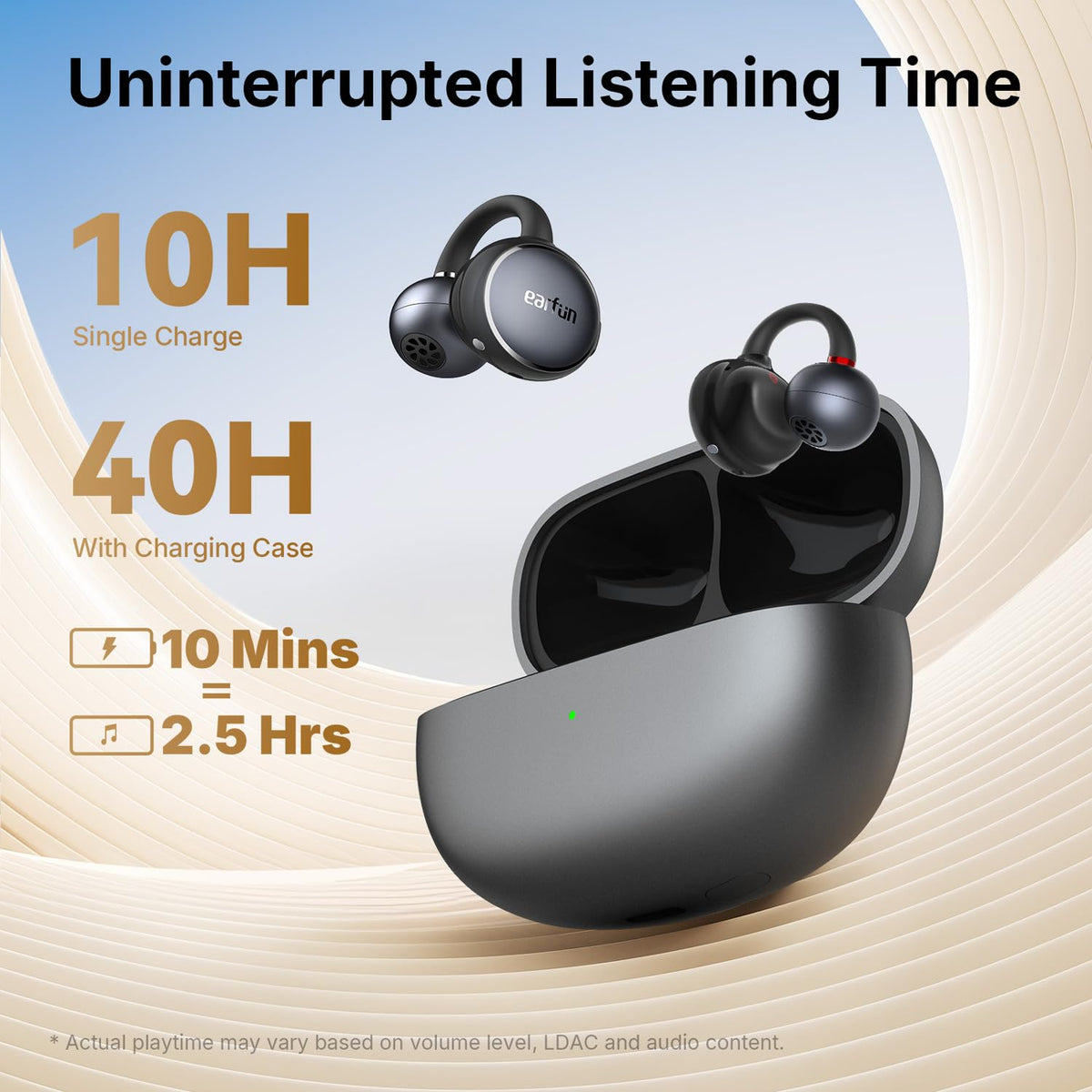 EarFun Clip Open Earbuds IP55 rating for gym and outdoor use
