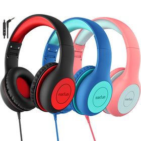 EarFun K1 front packaging showing three headphones and benefits