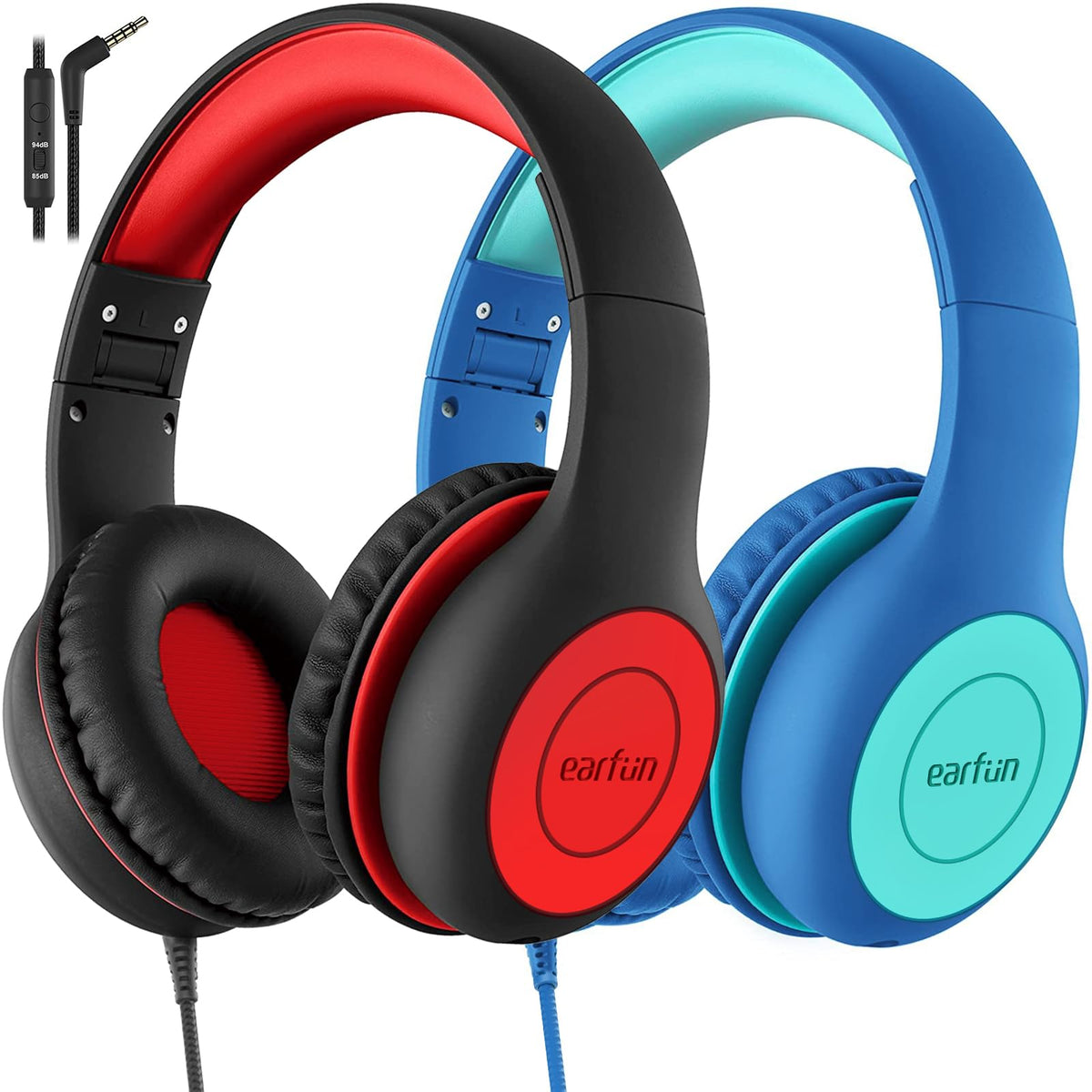 EarFun K1 front packaging showing two headphones and benefits