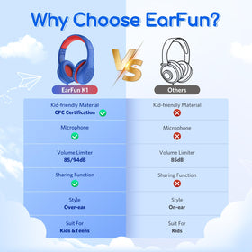 EarFun K1 headphones featuring 40mm drivers for clear stereo sound