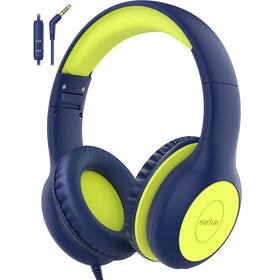 EarFun K1 kids headphones in blue lemon color, comfortable for study sessions.