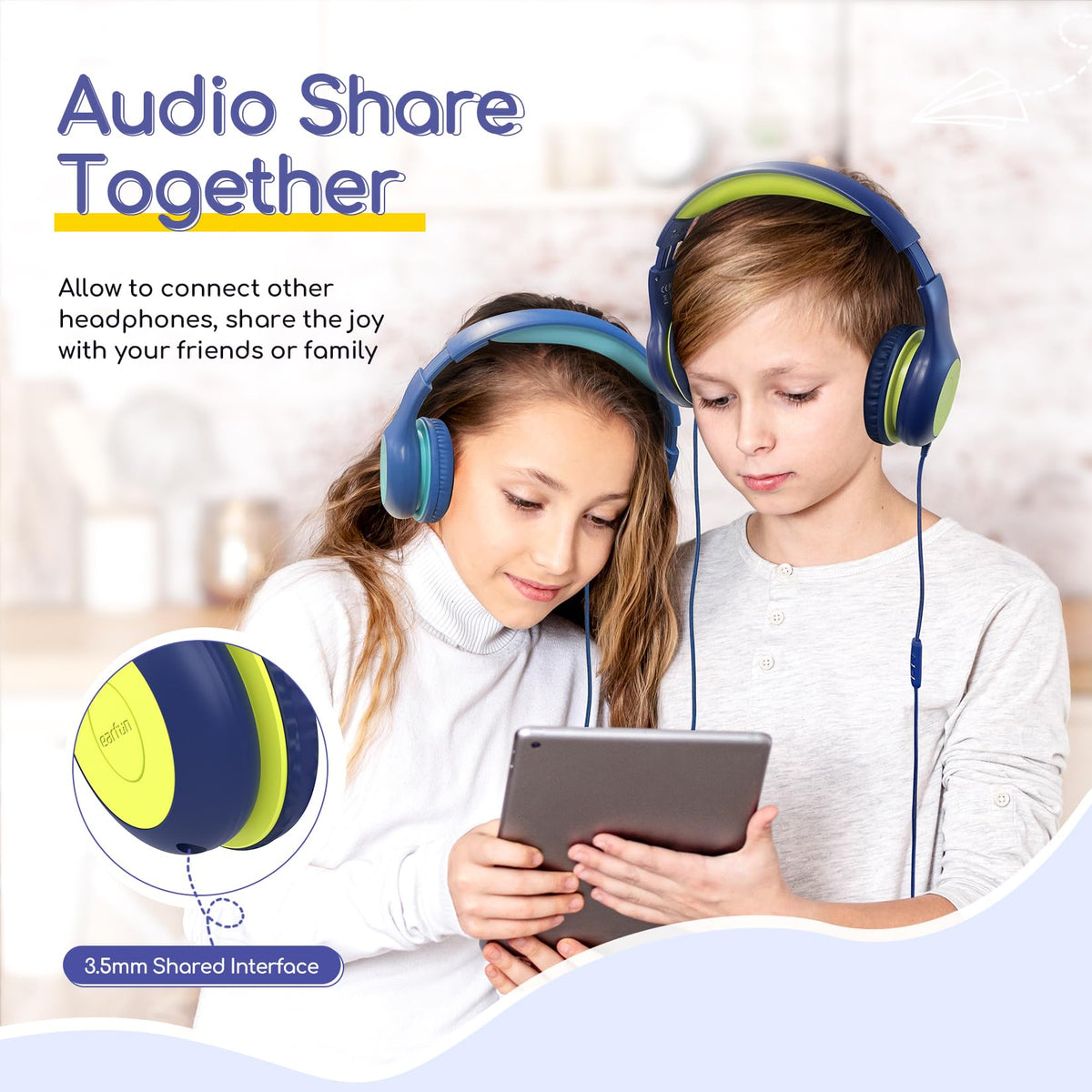 EarFun K1 wired headphones sit on a desk ready for an online class.