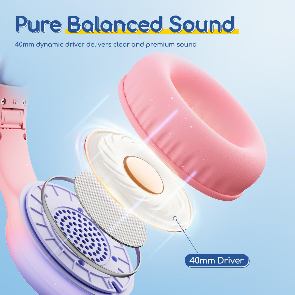EarFun K1 pink headphones on desk ready for study and entertainment.