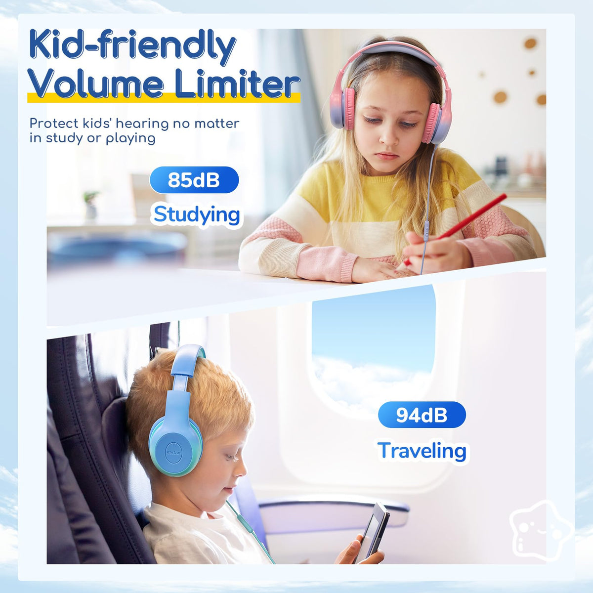 EarFun K1 pink sharing jack enabling audio sharing with friends.