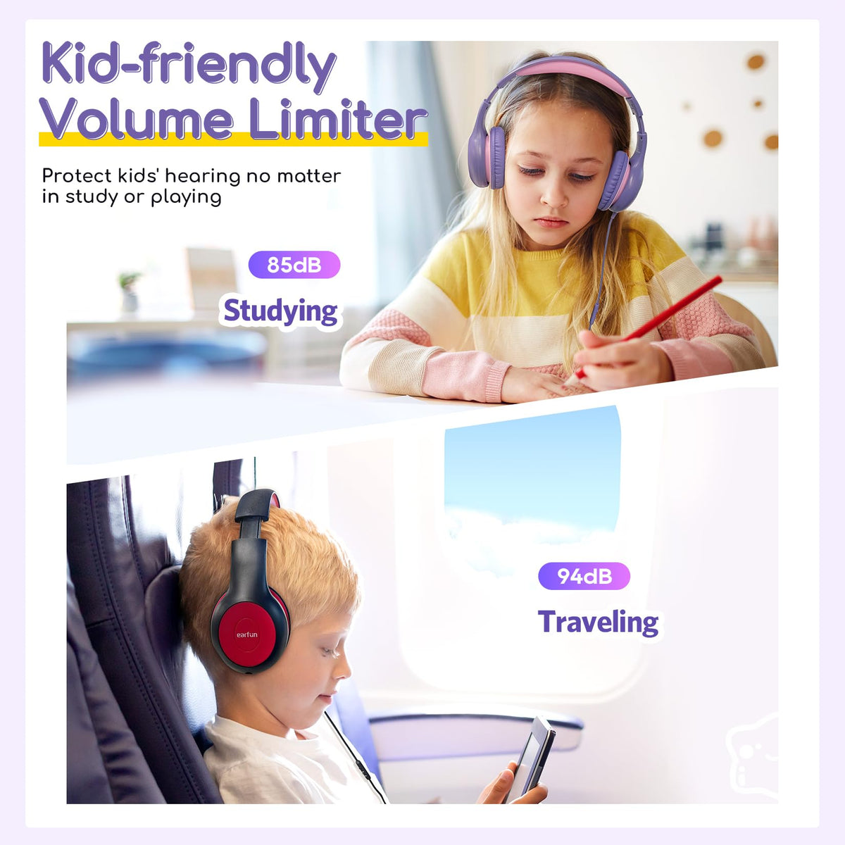 3.5mm sharing jack on EarFun K1 for sharing audio with friends.