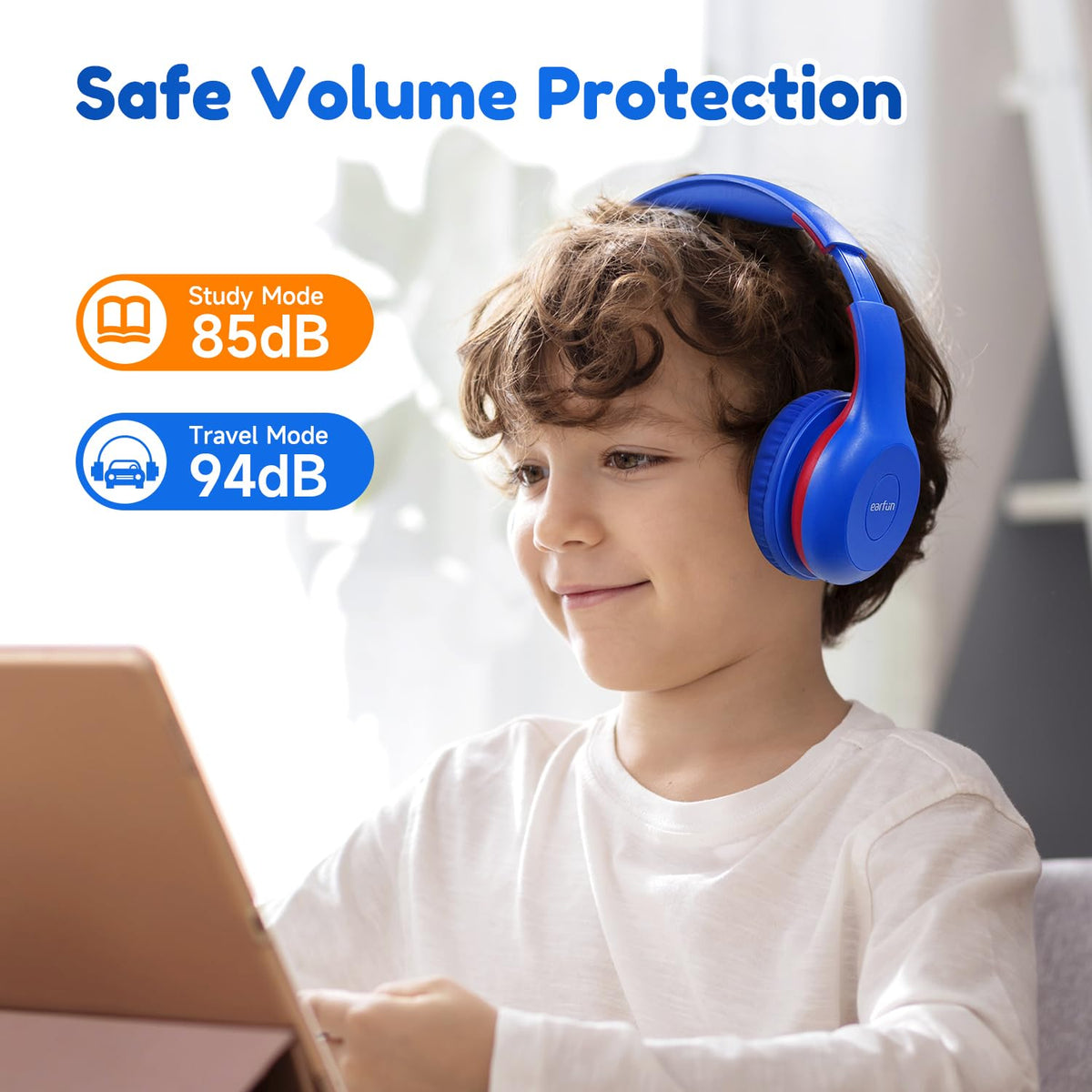 EarFun K2 folded compact in blue illustrating portability for travel