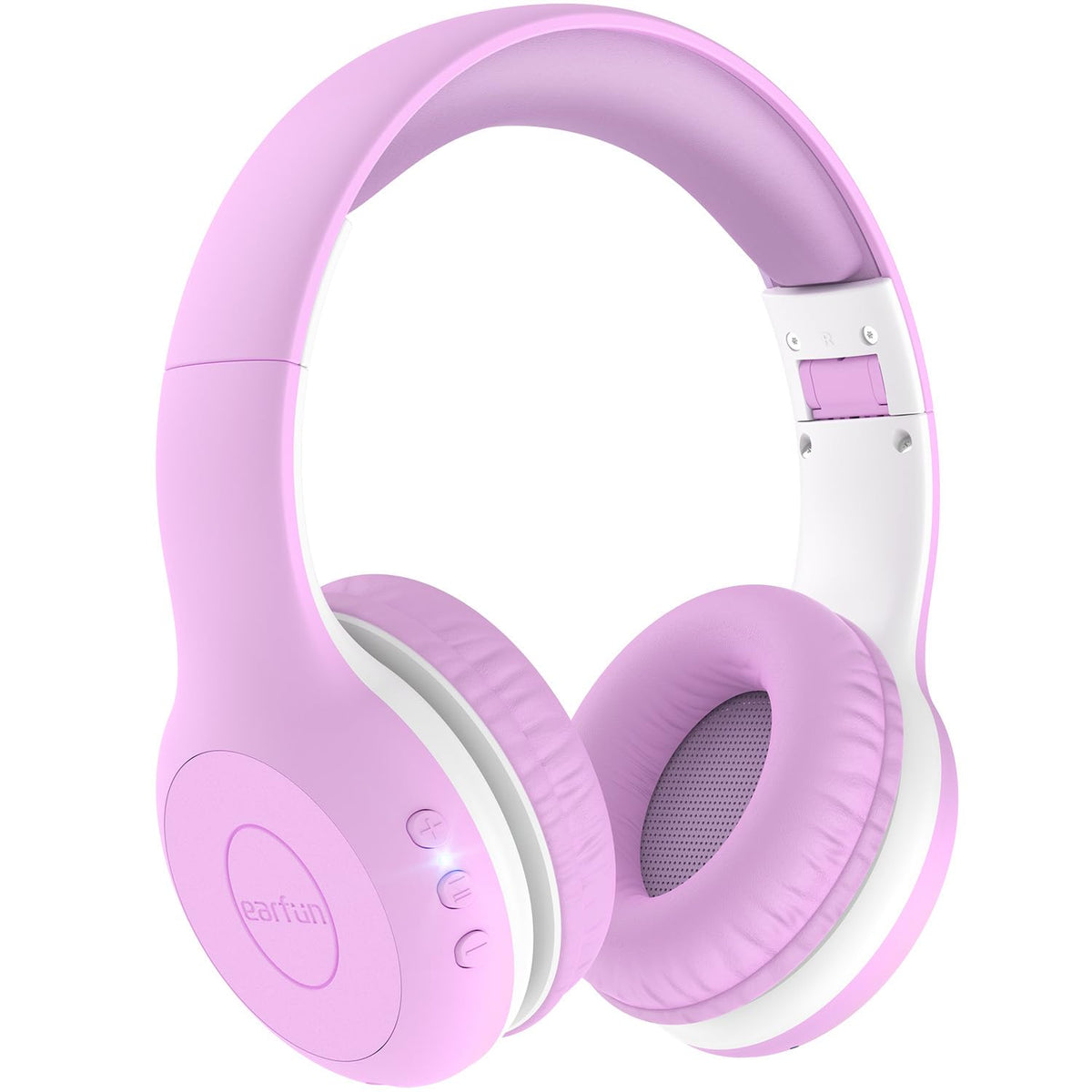 EarFun K2 Kids front packaging in violet showing product and key features
