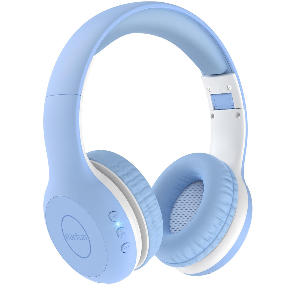 EarFun K2 Kids front view in sky blue showing design and safe listening
