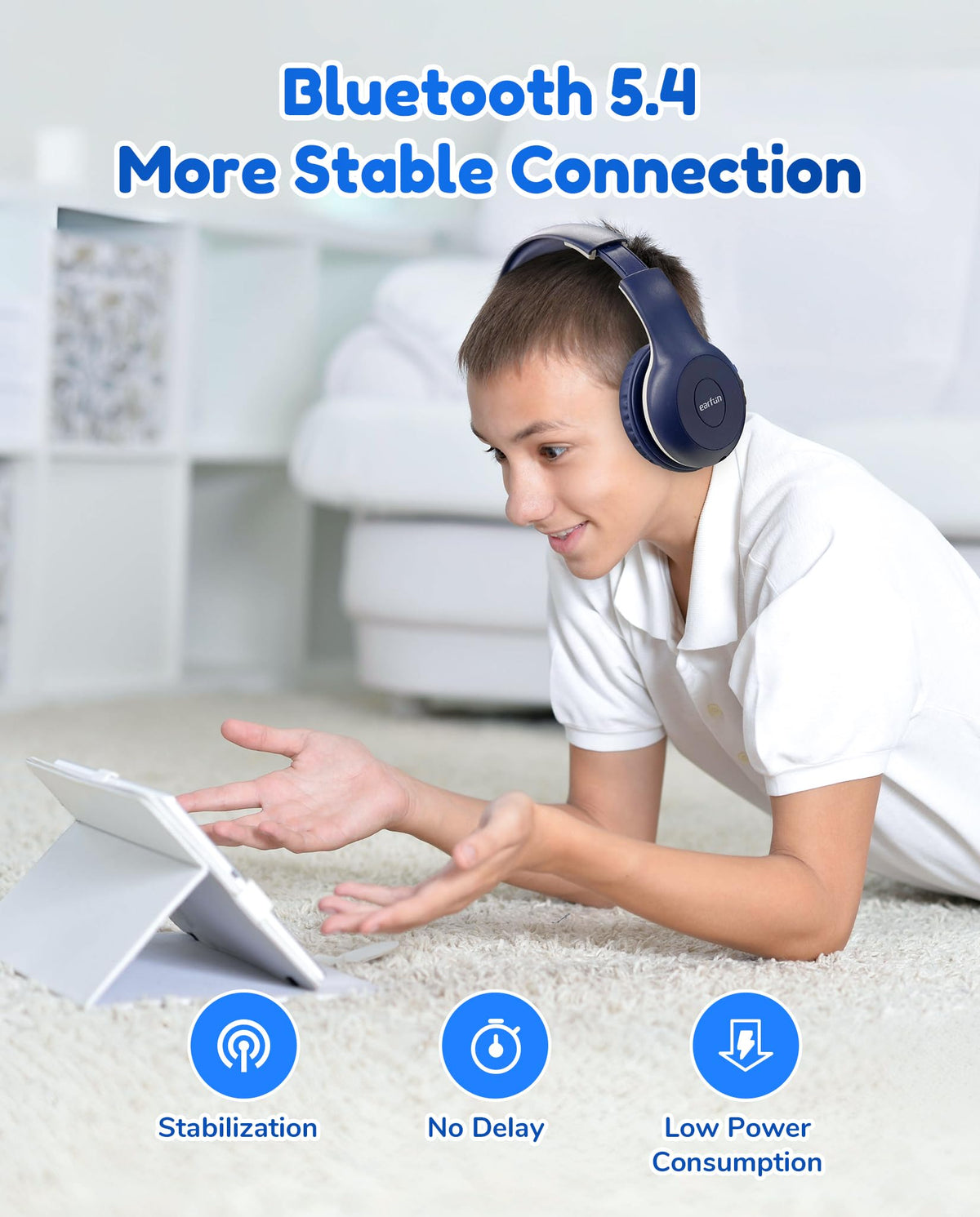 EarFun K2 blue built-in mic enables hands-free calls during online classes