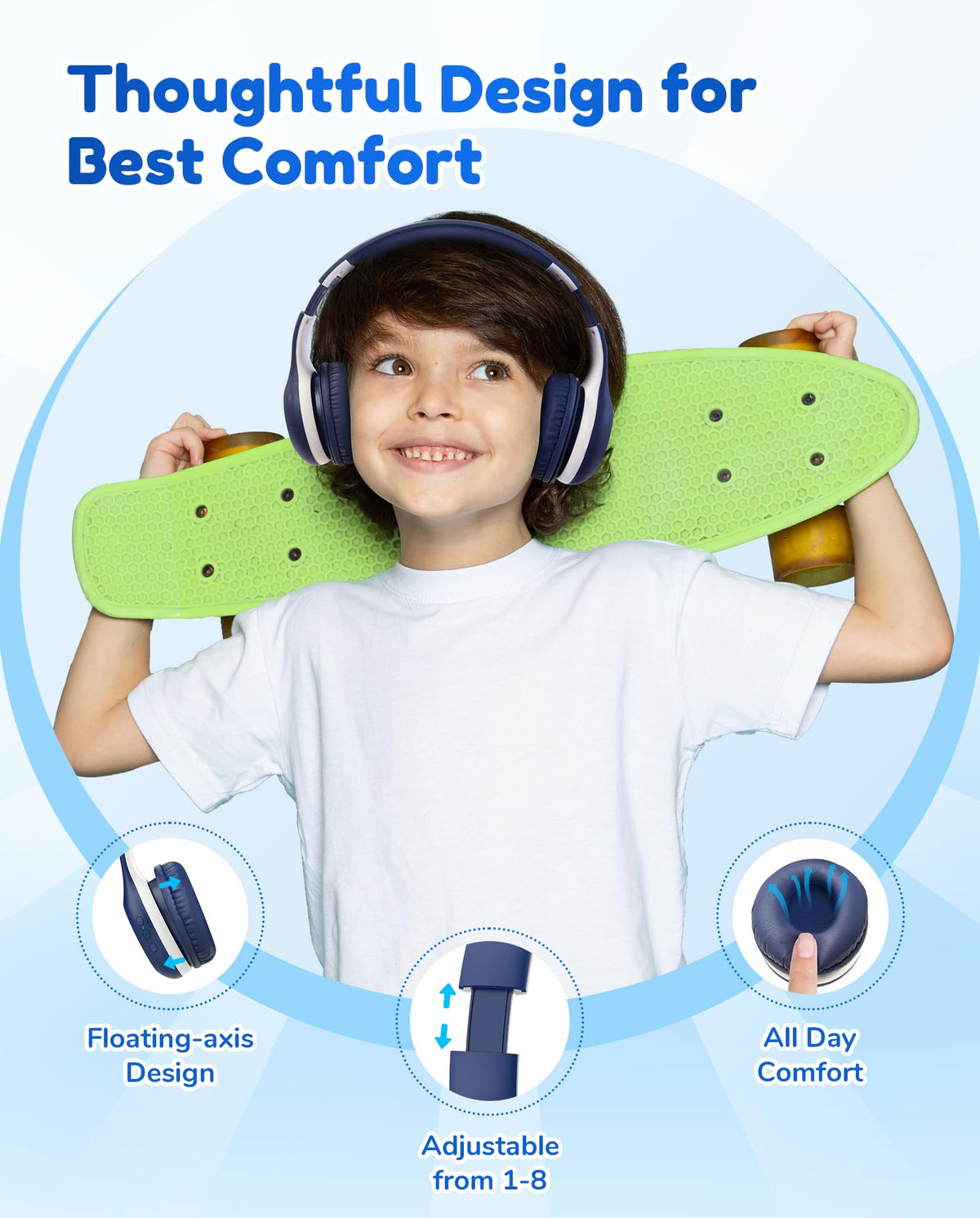 EarFun K2 blue side-folded image highlights compact, travel-friendly design