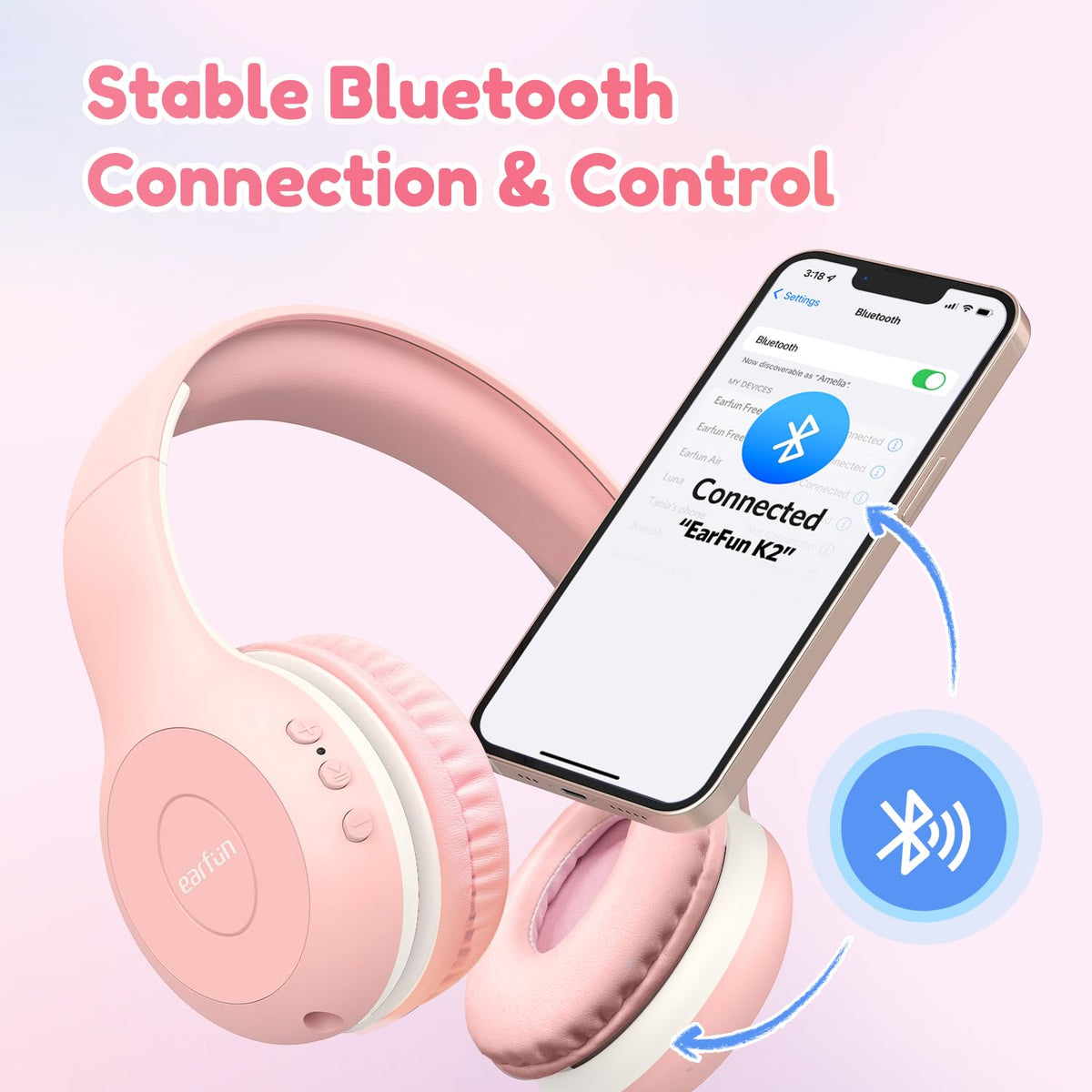 EarFun K2 next to a backpack showing scale and easy pocket storage for commuting