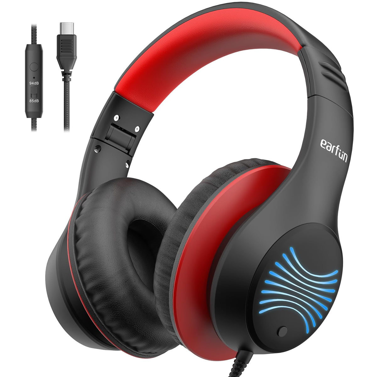 EarFun K3 Kids Headphones folded for travel, compact and portable.