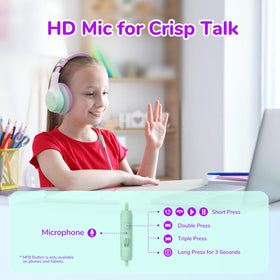 EarFun K3 kids headphones mic, clear calls for online classes.