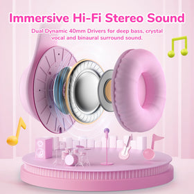 EarFun K3 pink headphones with 40mm drivers for rich sound
