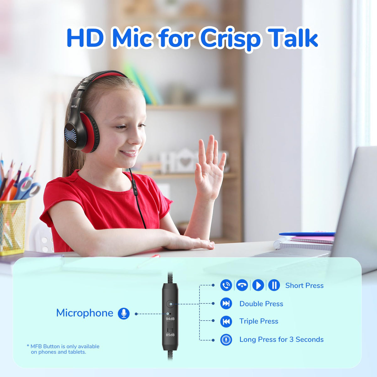 EarFun K3 85/94dB volume limit supports safe listening during study.