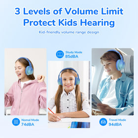 EarFun K4 Kids headphones green LED-lights mode for fun study sessions.