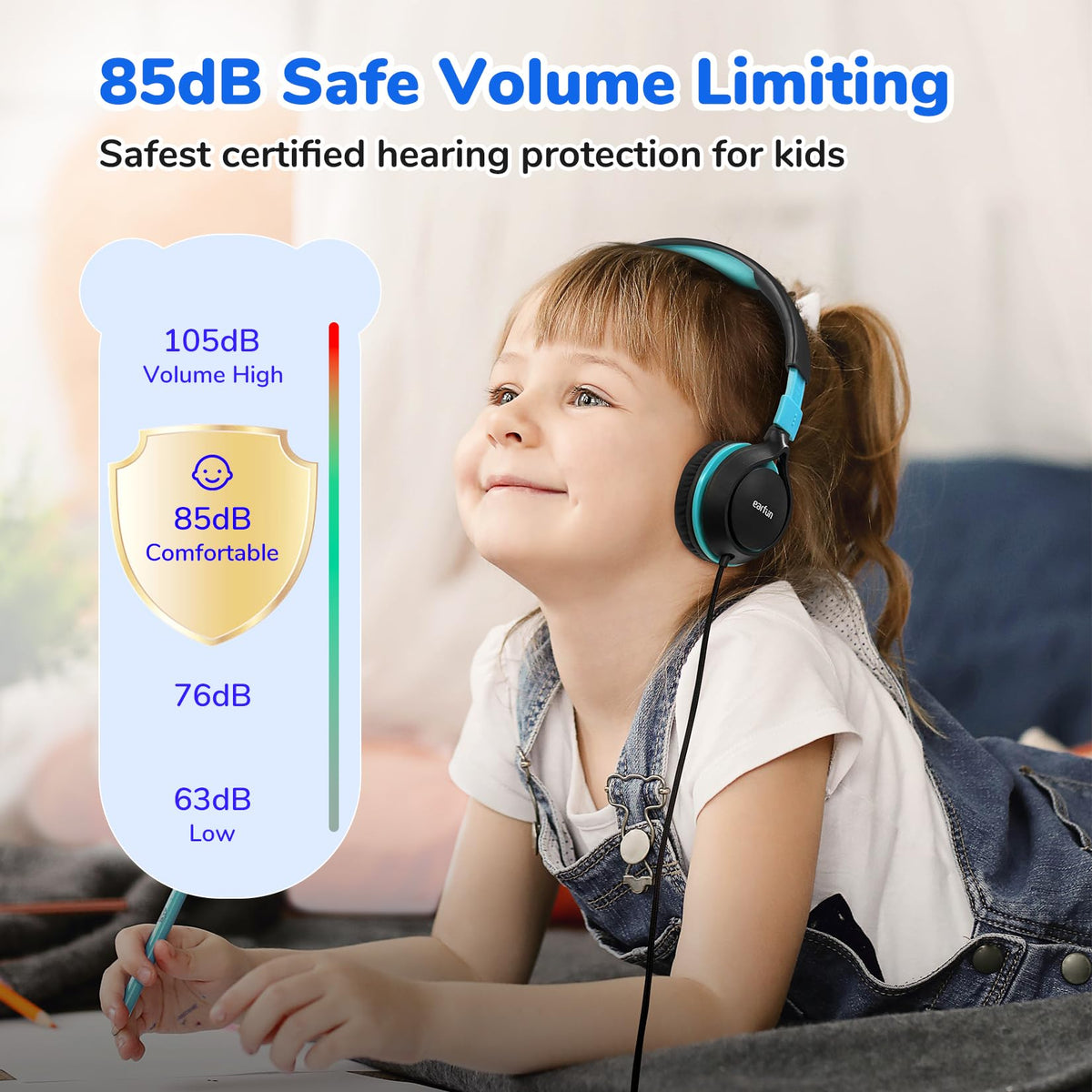 EarFun S1 with 85dB limit protects hearing during media playback.