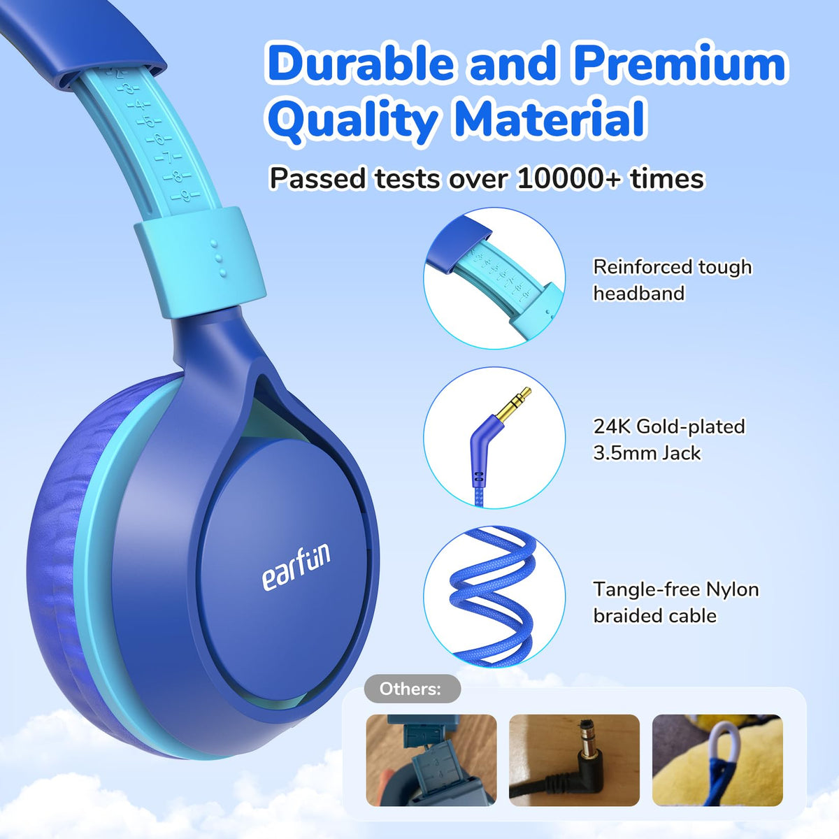 Adjustable 9-position headband on EarFun S1 for growing heads