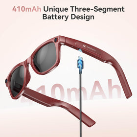 EarlySincere Porto Red AI Glasses wireless audio and calls.