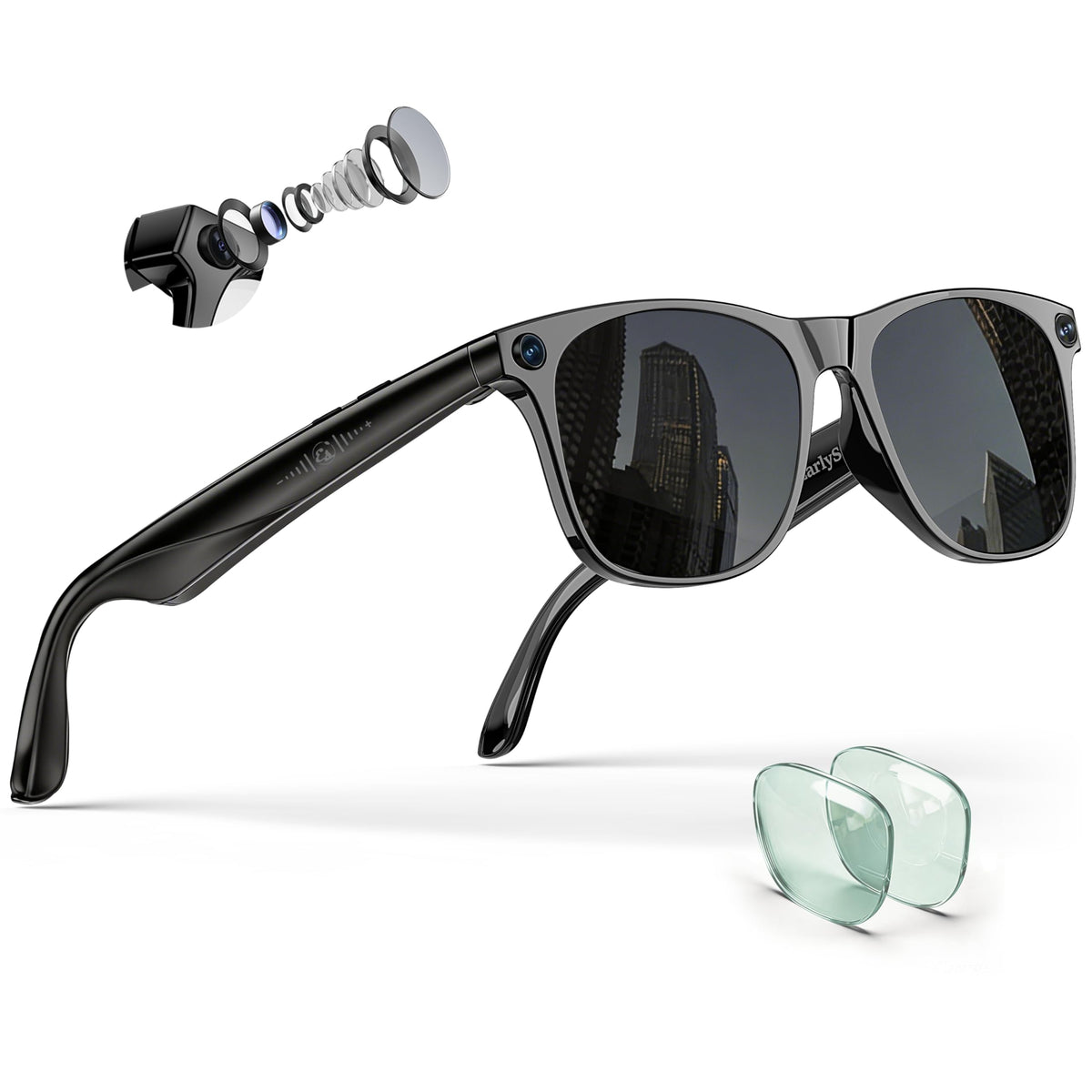 EarlySincere 4K camera glasses front view for hands-free recording