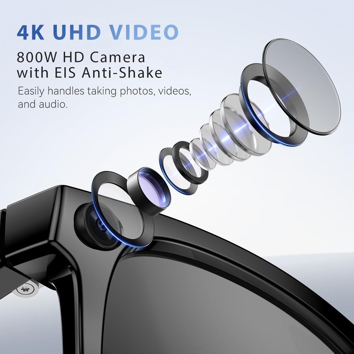 EarlySincere AI voice control glasses with dual mics for hands free calls and photos