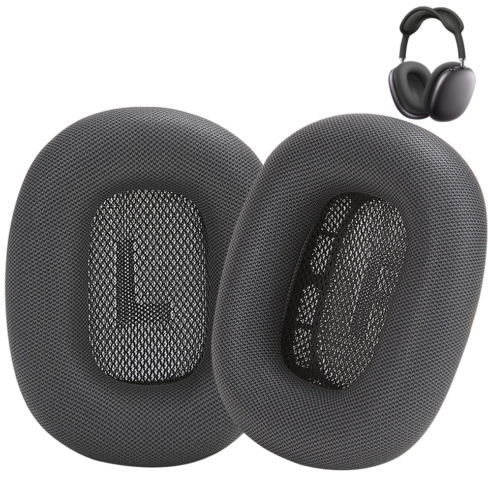Earrock front view on AirPods Max showing new space gray pads for restored comfort