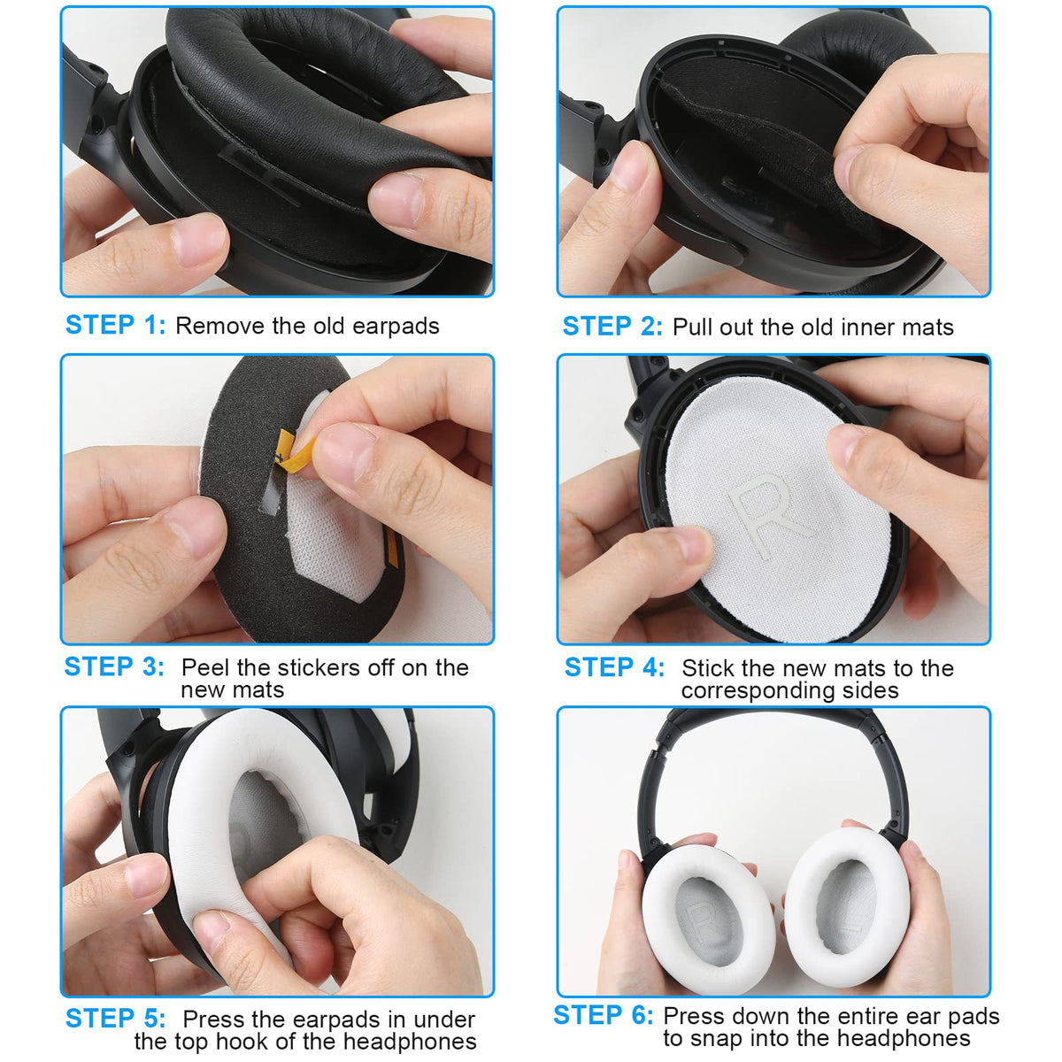 Earrock replacement pads packaging for Bose headphones in white