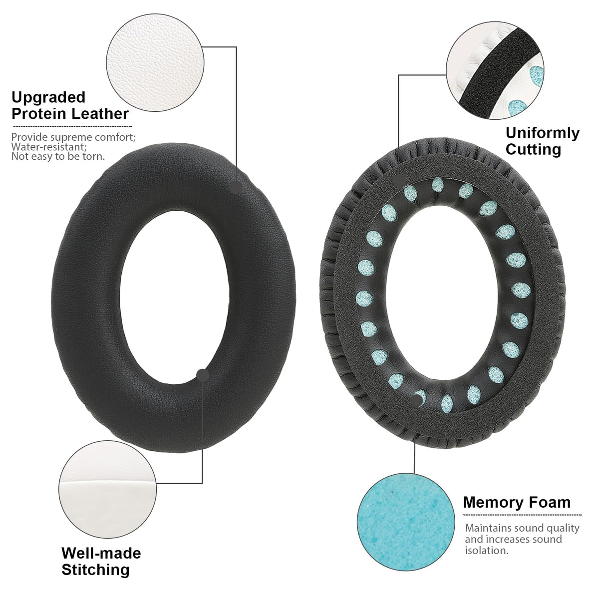 Earrock Bose QC35 earpads in protein leather for a durable premium feel