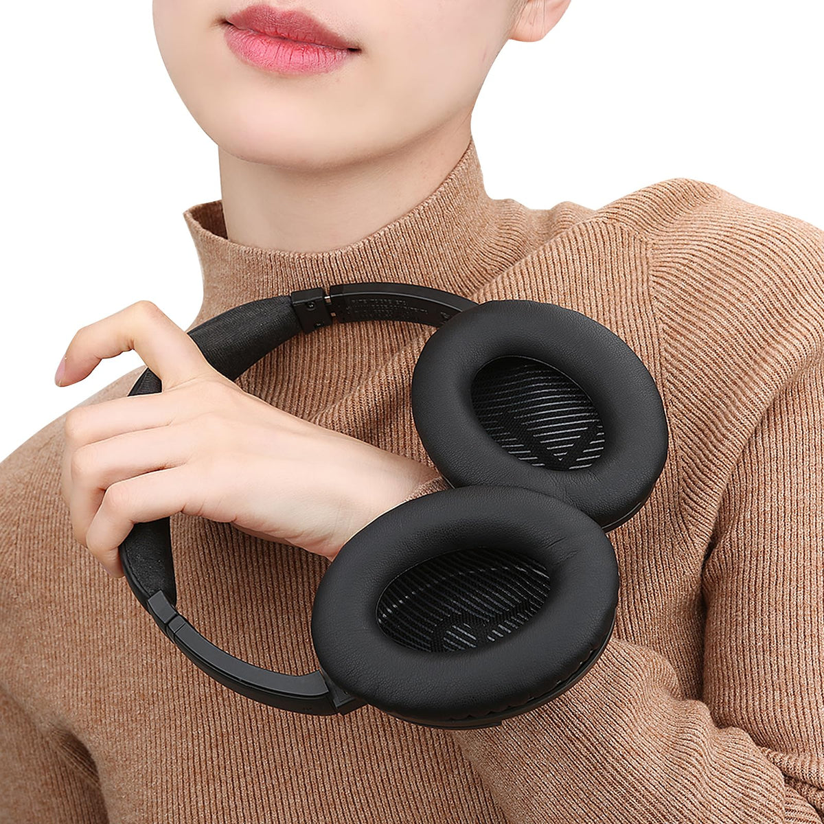 Installation close-up of Earrock QC35 pads for a secure, easy fit