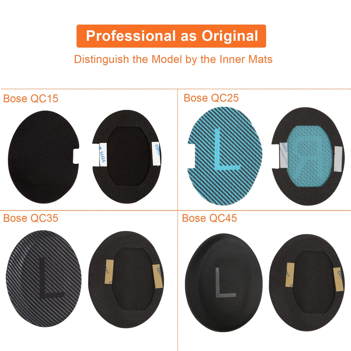 Earrock Bose QC45 earpads size compatibility with original design