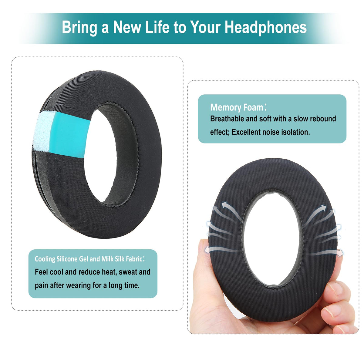 Earrock cooling silicone gel layer visible for breathable wear.