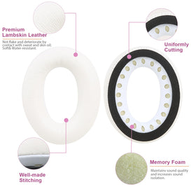 Earrock lambskin memory foam earpads closeup showing slow rebound comfort.