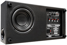 Earthquake CP-8 Couch Potato under sofa delivering compact near-seat bass.